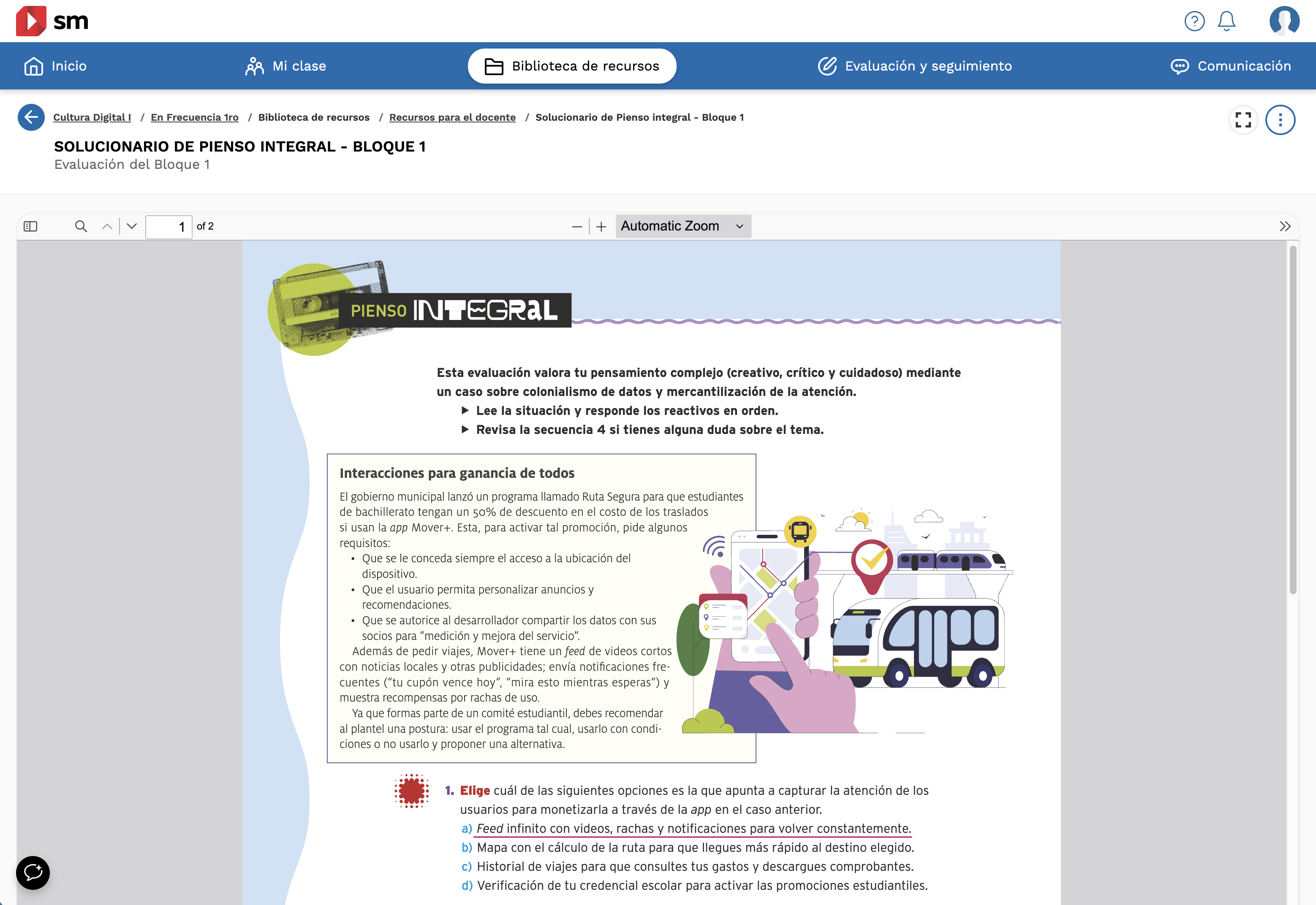 Libro digital con respuestas en SM Aprendizaje